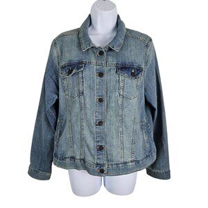 Sonoma Life + Style Denim Jean Jacket Size XL Blue Womens Casual Button-Front